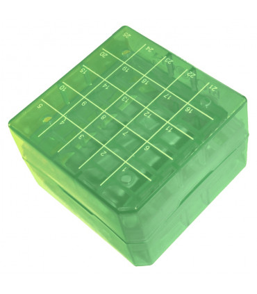 1 boîte en polypropylène 25 places pour stocker des dosettes ou de la munition - Vert